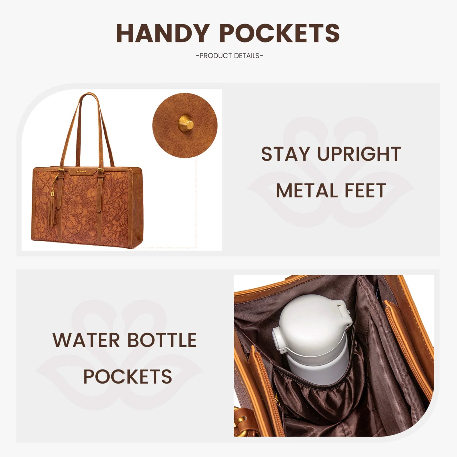 LOVEVOOK Laptop Bag for Women Vintage PU Leather Office Tote 15.6 17 Inch Large Capacity Computer Bag with Clutch Purse for Work