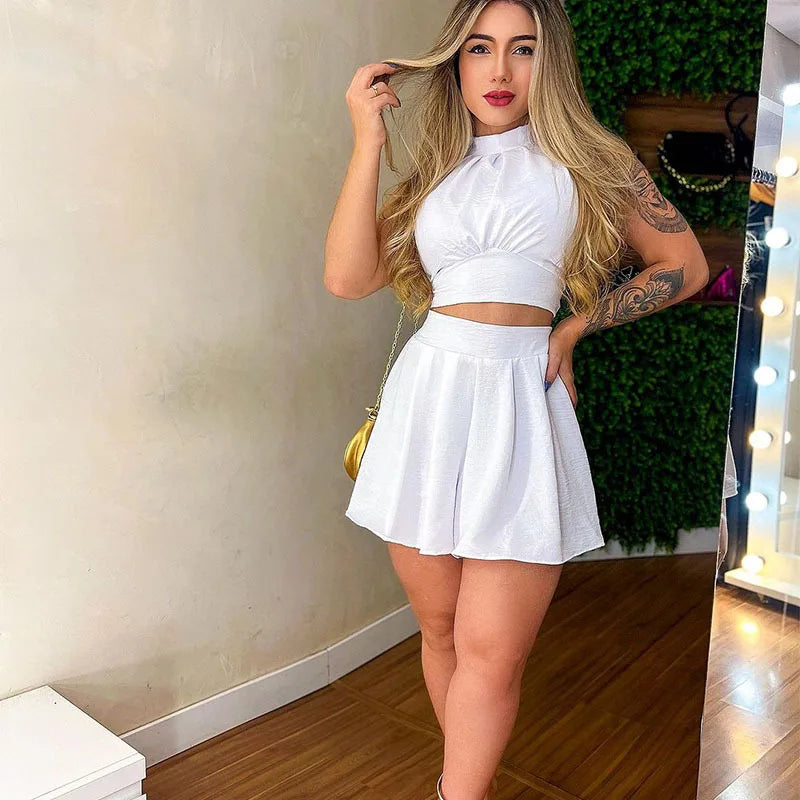 Sports Set High Impact Cross Back Sport Bra Yoga Skirt Shorts Yoga Outfit Women Sets