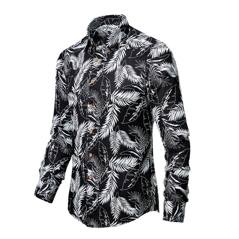 Man's shirts Cotton Vintage clothes flowers shirt