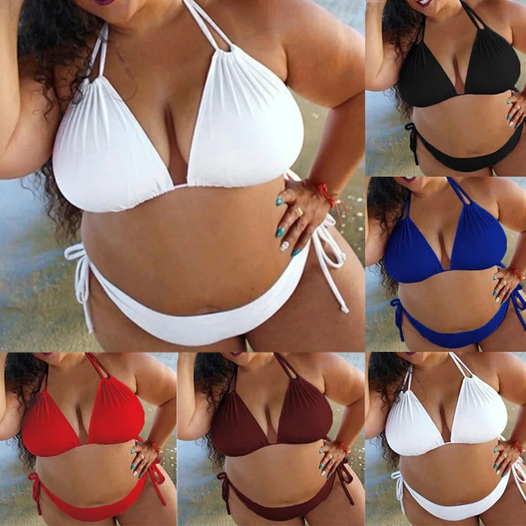 New Plus Size Sexy Bikini Women's Bikini Set Bathing Suits Beachwear Large Breasts
