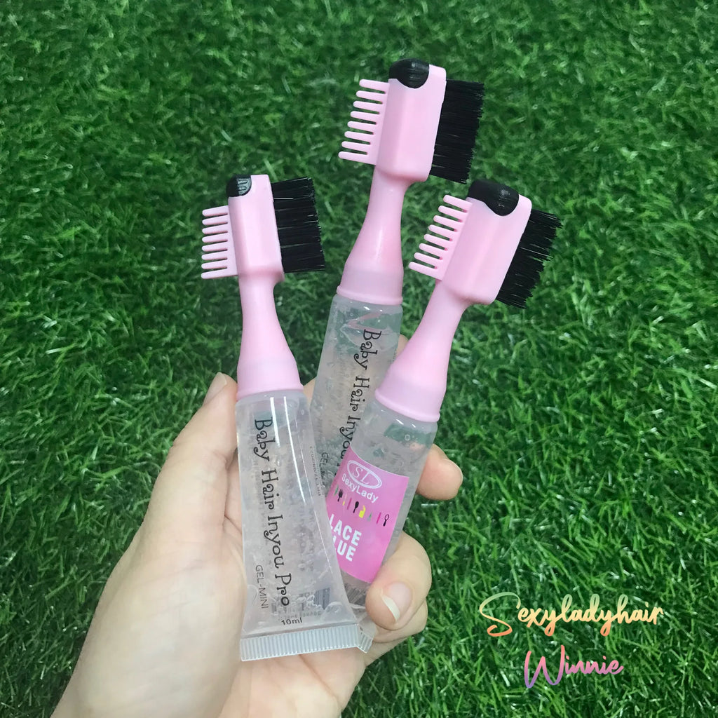 New Arrival Baby Hair Edge Control Private Label Gel Brush 3 in 1 Strong Hold Edges Baby Hair Brush Comb With Gel