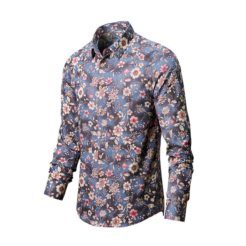 Man's shirts Cotton Vintage clothes flowers shirt