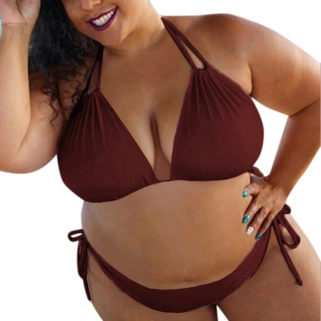 New Plus Size Sexy Bikini Women's Bikini Set Bathing Suits Beachwear Large Breasts