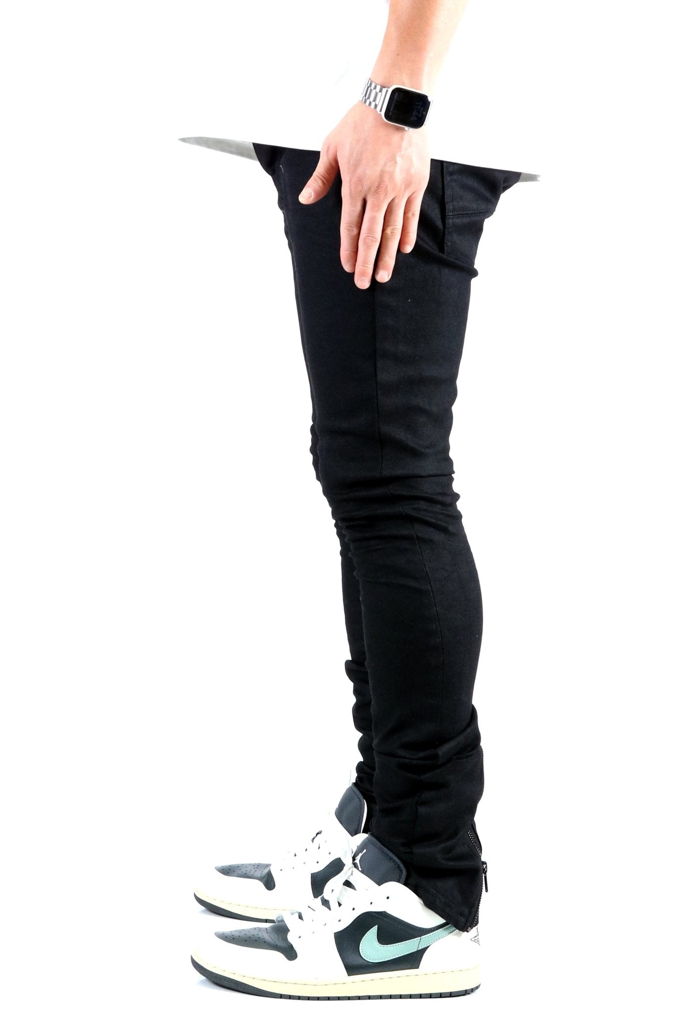 ALAN Men's Premium Wax Coated Skinny Denim Pants