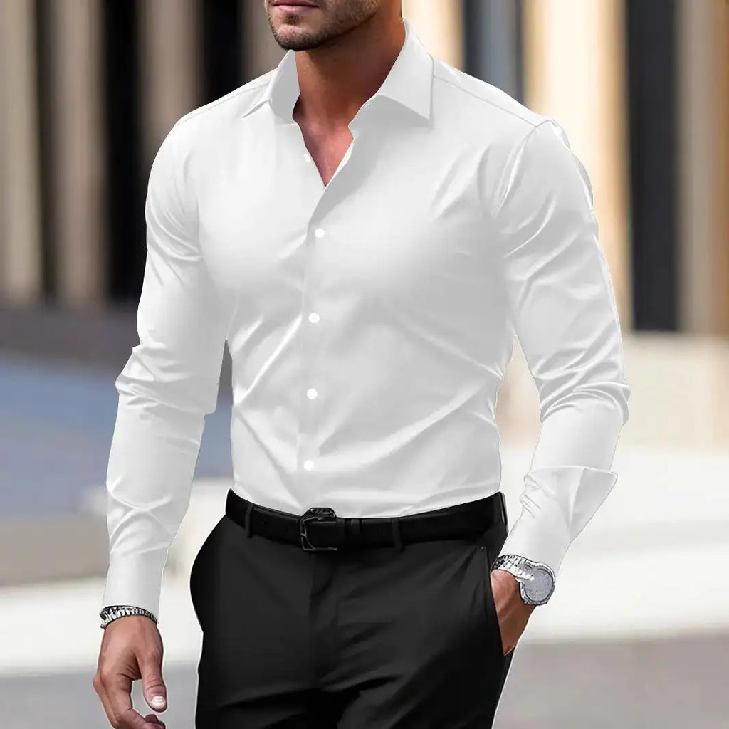 Men's Long Sleeve Business Formal Wear Slim Fit Shirt