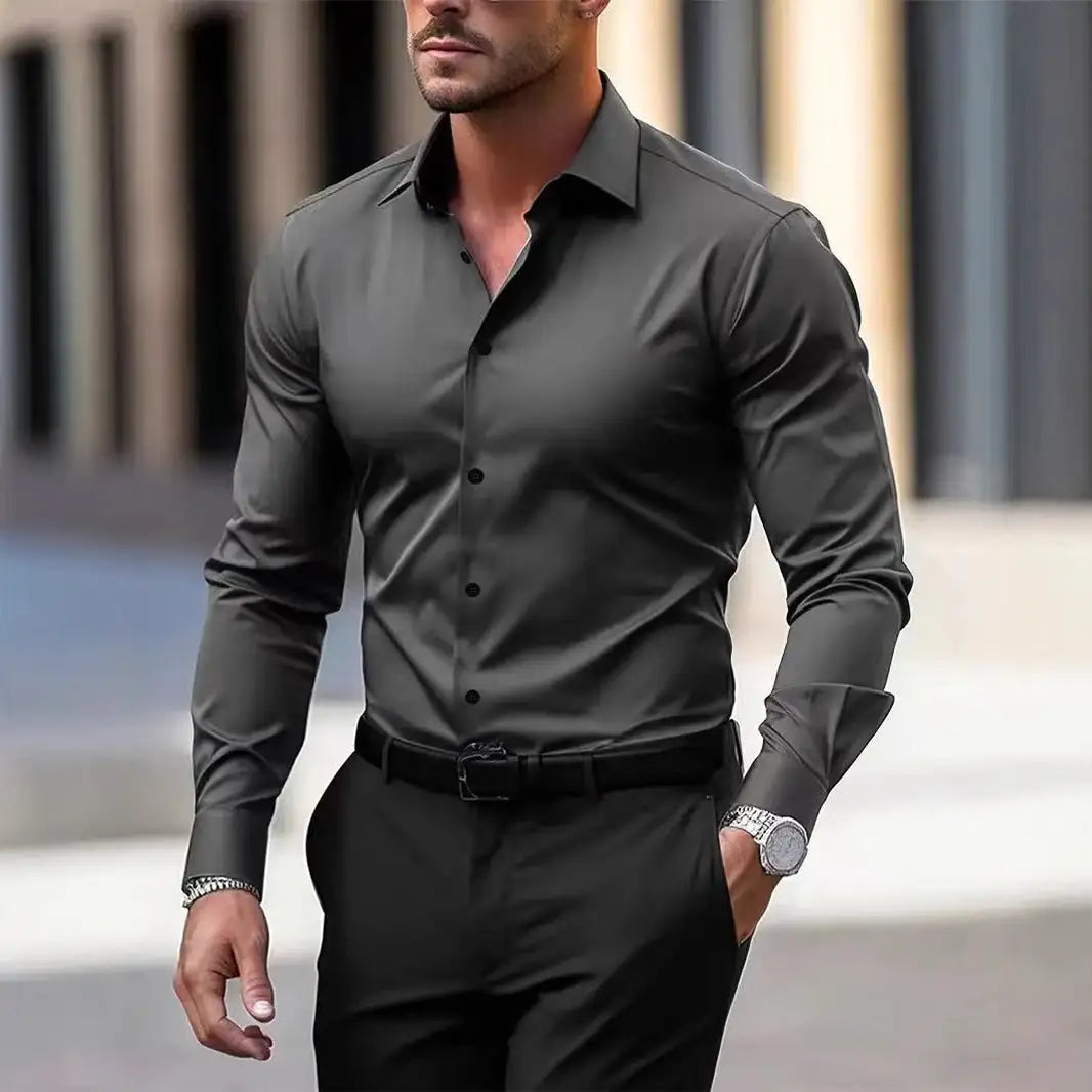 Men's Long Sleeve Business Formal Wear Slim Fit Shirt