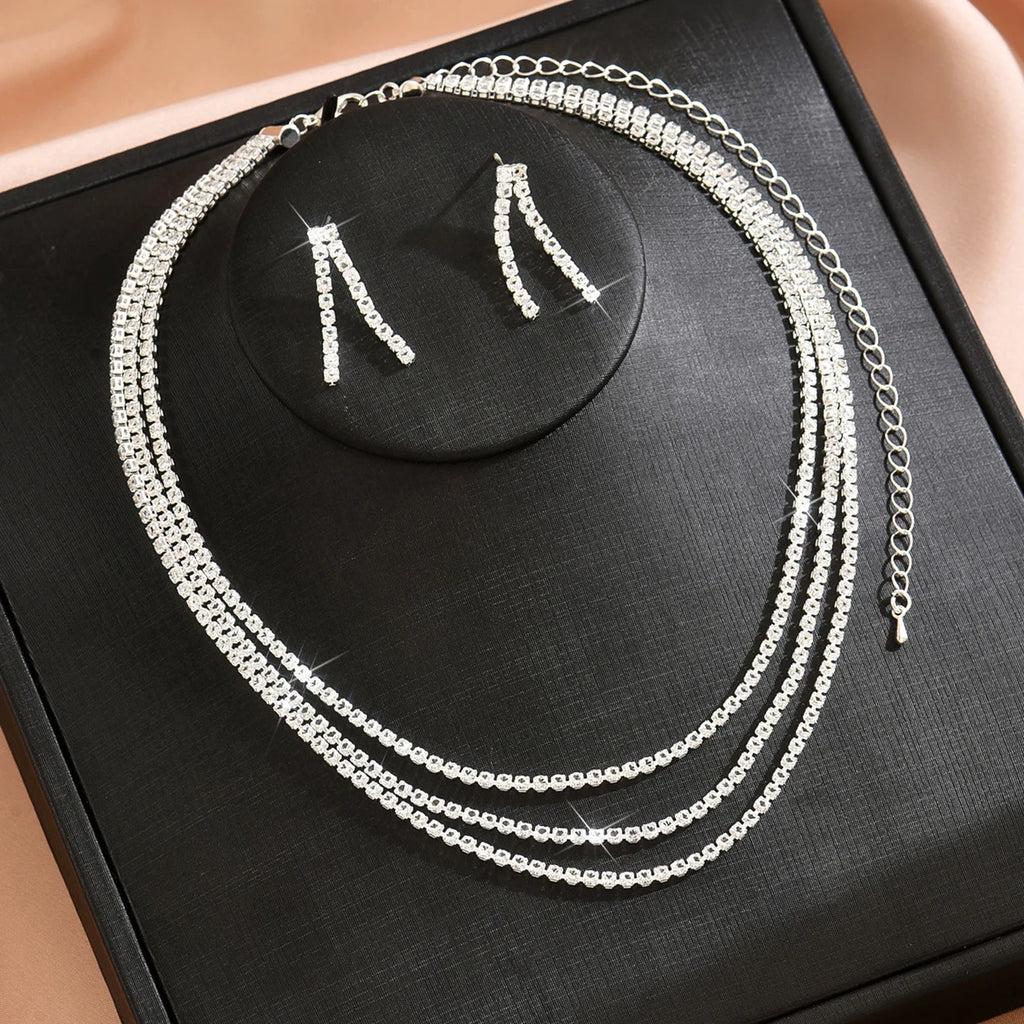 Elegant Women's Jewelry Set Zinc Alloy Chain Necklace & Earrings