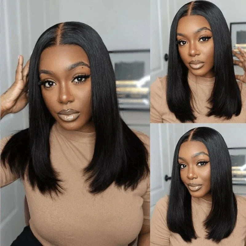 Malaysian Hair Short Bob Wig Virgin Hair 13x4 Lace Frontal Wig Transparent HD Bone Straight 4x4 Lace Closure Wig For Black Women