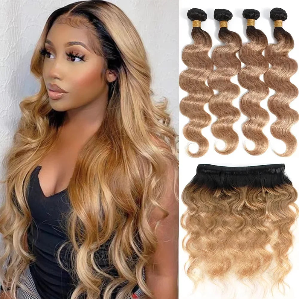 Honey Blonde Bundles Human Hair Body Wave Human Hair Bundles Remy Brazilian Human Hair Weave Extentions 1/3/4 pcs Bundle Deals