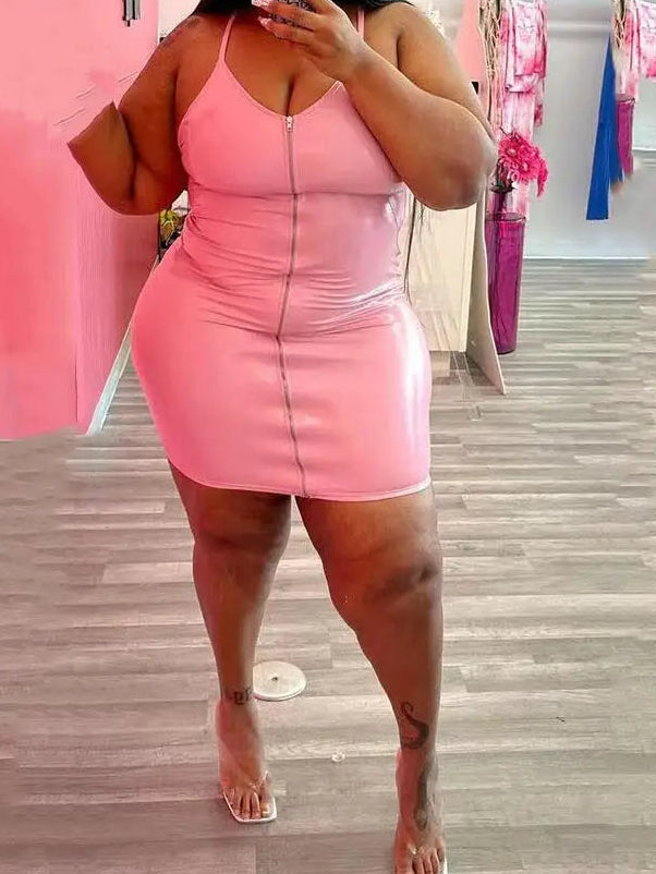 Plus Size Dresses 5xl Woman Clothing Plus Leather Bodycon Dress