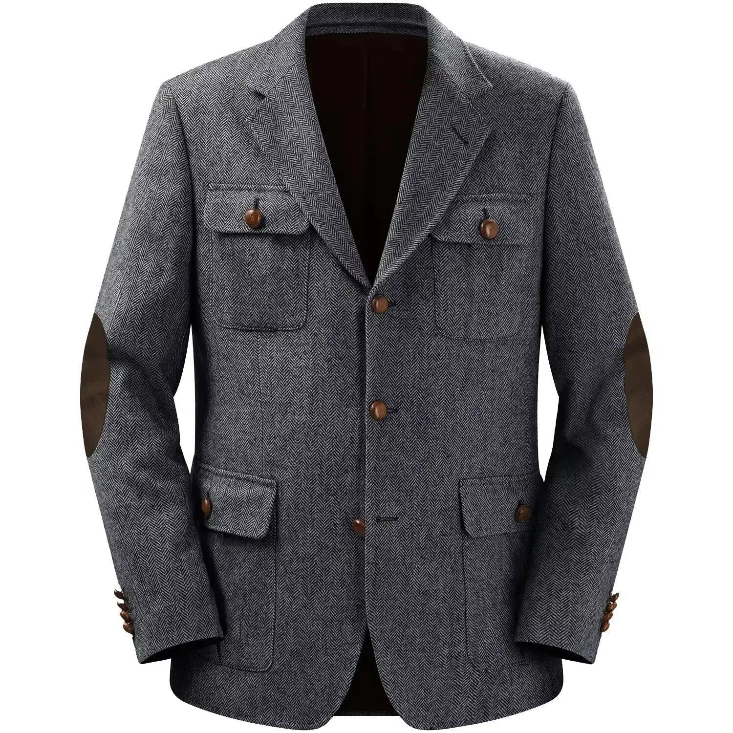 Herringbone Men's Suit 2 Pieces Set Fashion Lapel Double Breasted Tuxedos Groom Blazer Pants Party Business Tailored Hot Sell