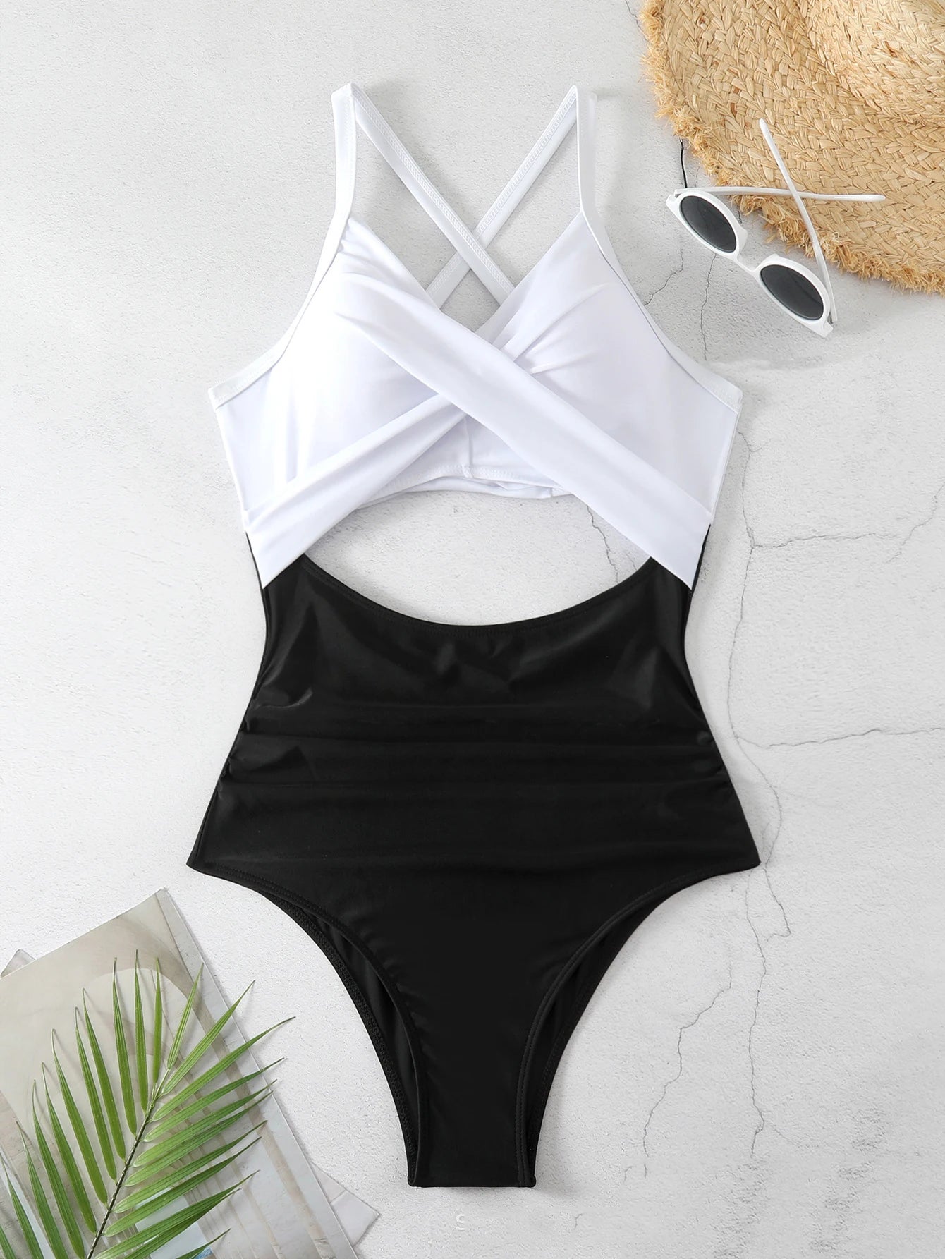 Sexy High-Waist One-Piece Swimsuit Women's Bikini Cross-Border Swimwear Sensual Full-Body Coverage Sporty Chic Design