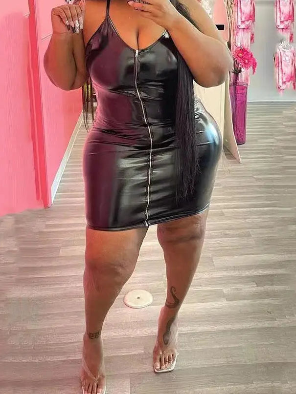 Plus Size Dresses 5xl Woman Clothing Plus Leather Bodycon Dress