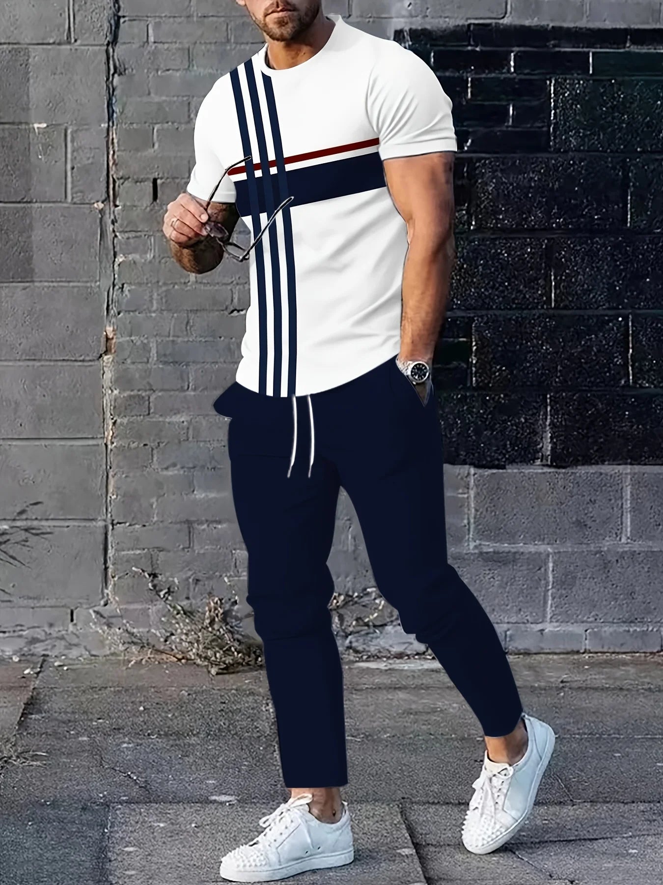 The new men's set for summer is 3D printed casual fashionable lightweight and sporty