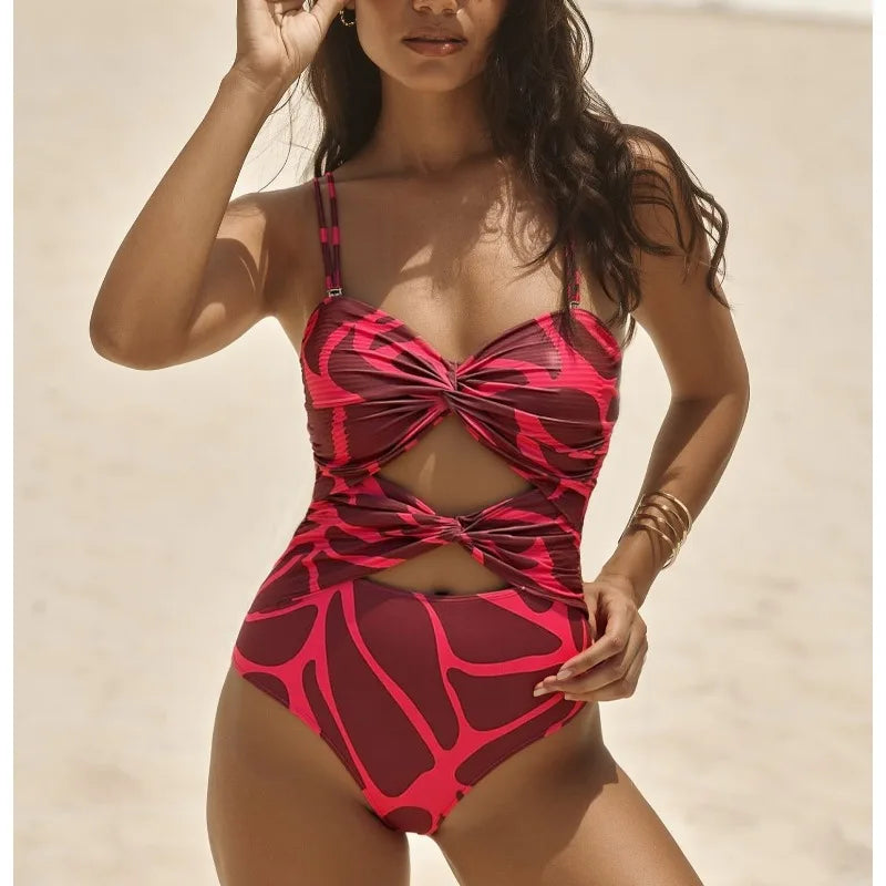2025 Sexy Women's Printed Cutout Swimsuit