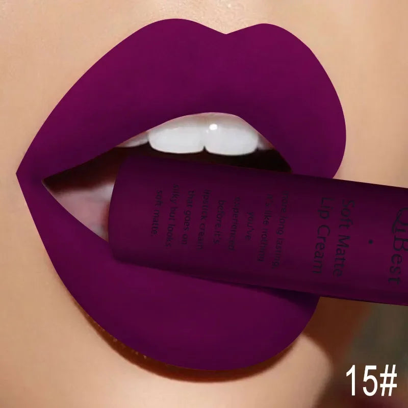 Matte Liquid Lipstick Waterproof Long Lasting Sexy Velvet Lip Gloss Nude Pigment Red Black Women Beauty Makeup Cosmetics