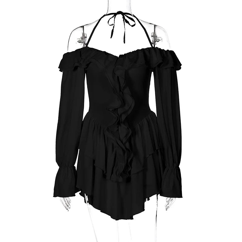 Woman Clothes Sexy Ruffles High Waist Rompers Short Jumpsuit
