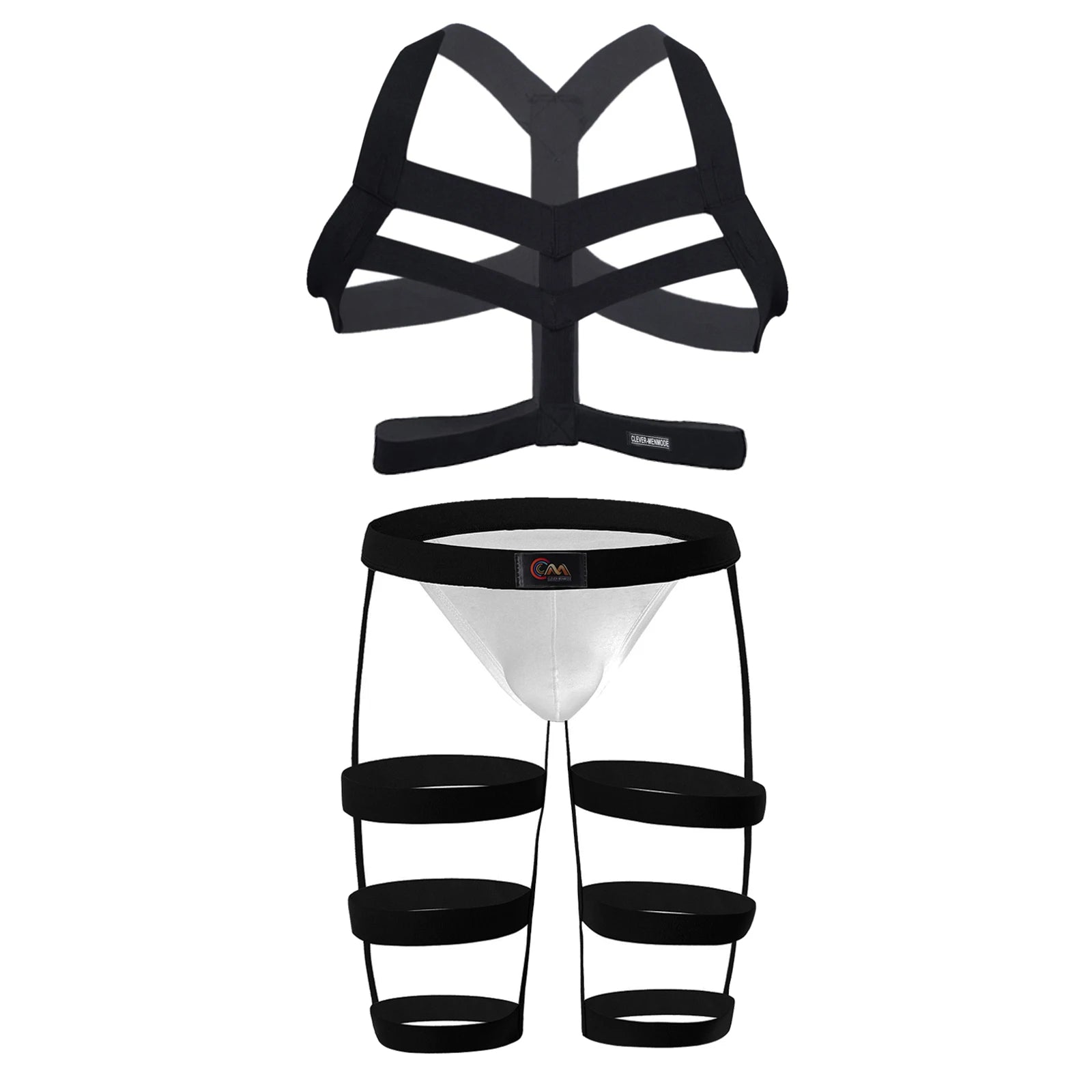 Men Sexy Harness Straps Underwear Man Leg Belt Bondage Fetish Lingerie Erotic BDSM Costume Set Long Socks Stocking Elastic Wear
