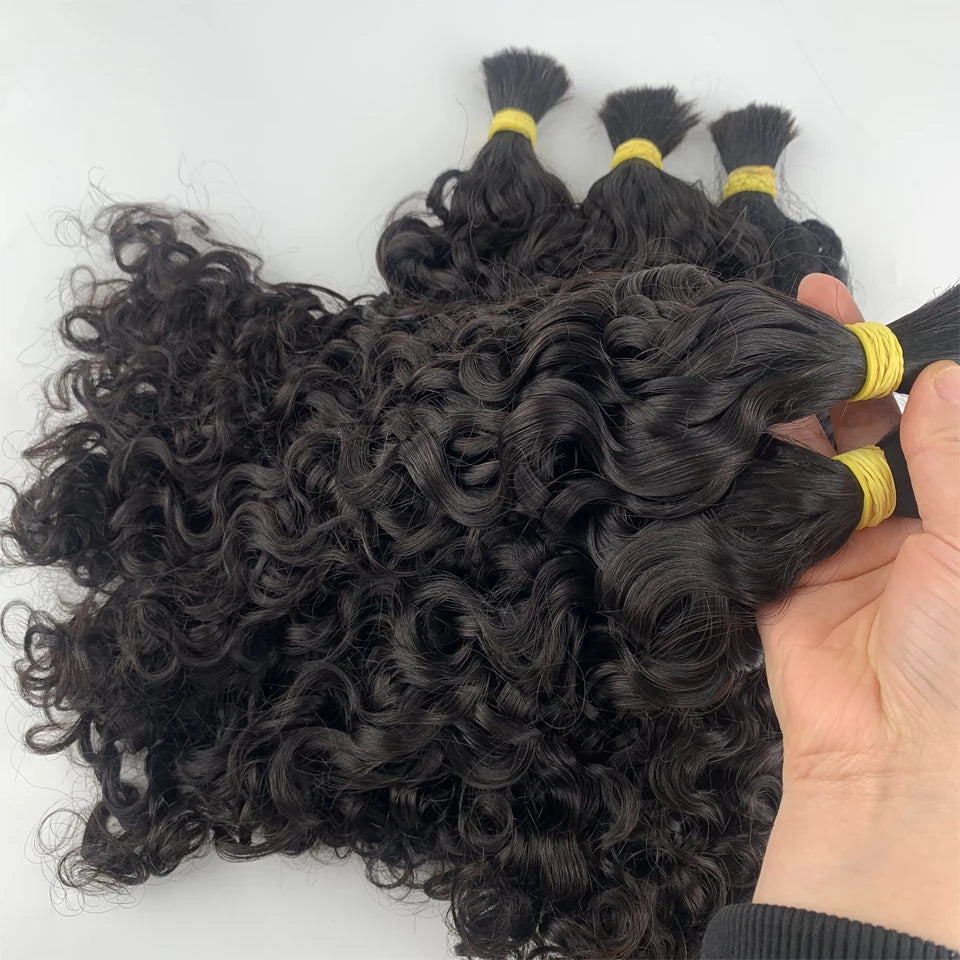 Italian Curly Bulk Human Hair Bundle No Weft for Braiding 100% Unprocessed Human Virgin Hair Cheap 12A Water Wave Wet Wavy Hair