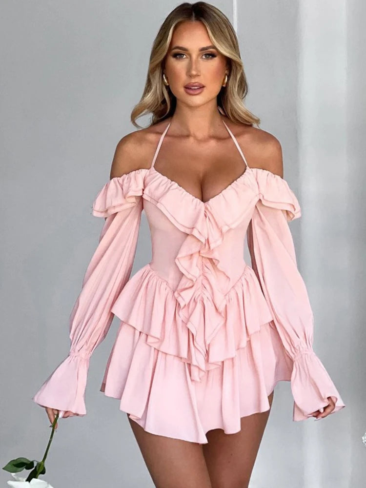 Woman Clothes Sexy Ruffles High Waist Rompers Short Jumpsuit