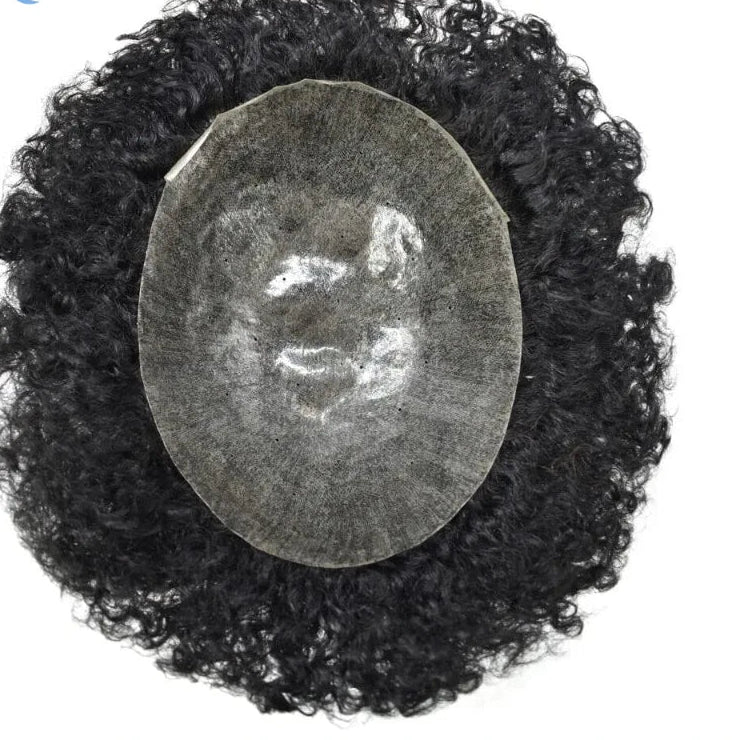 Male Hair Prosthesis Wigs  10mm Curly Toupee For Men Durable Full Skin Hair System Unit for Black Men