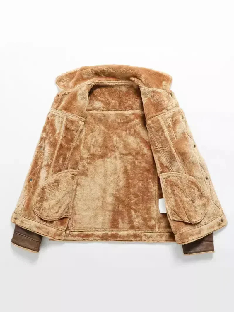 Men Clothing High Quality Male Thicken Leather Jacket Mens Warm Jacket Youth Fashion Casual Coat Winter Men Suede Leather Coat