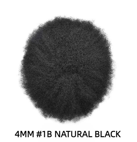 Male Hair Prosthesis Wigs  10mm Curly Toupee For Men Durable Full Skin Hair System Unit for Black Men