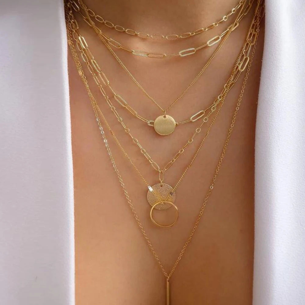 Vintage New Gold Color Multiple Styles Necklace