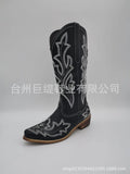 Embroidery Cowboy Boots For Women Knee High Med Calf Vintage Western Cowgirl Boots Women Heeled Casual Shoes Autumn Block Heel