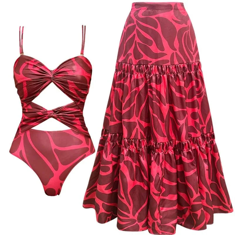 2025 Sexy Women's Printed Cutout Swimsuit