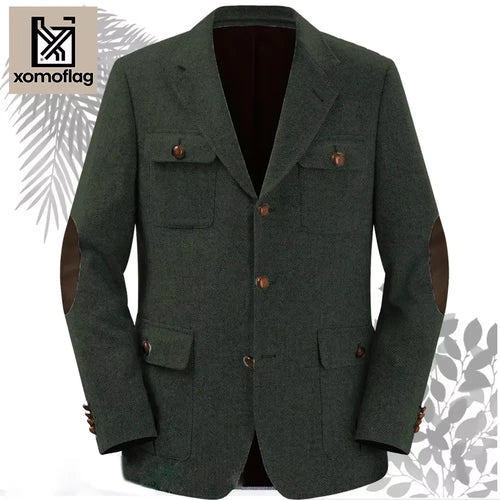 Herringbone Men's Suit 2 Pieces Set Fashion Lapel Double Breasted Tuxedos Groom Blazer Pants Party Business Tailored Hot Sell