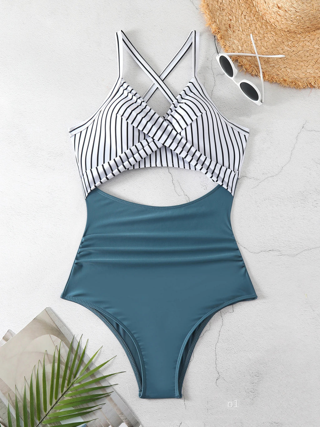 Sexy High-Waist One-Piece Swimsuit Women's Bikini Cross-Border Swimwear Sensual Full-Body Coverage Sporty Chic Design