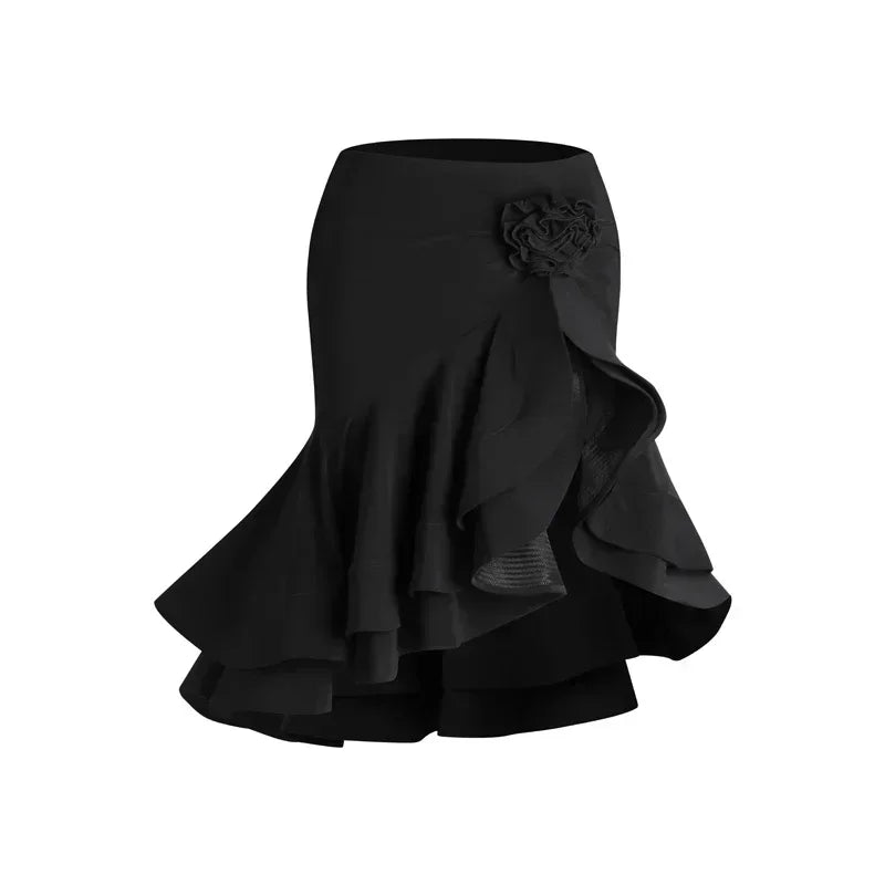 Sexy Off Shoulder Latin Top Ruffled Skirts