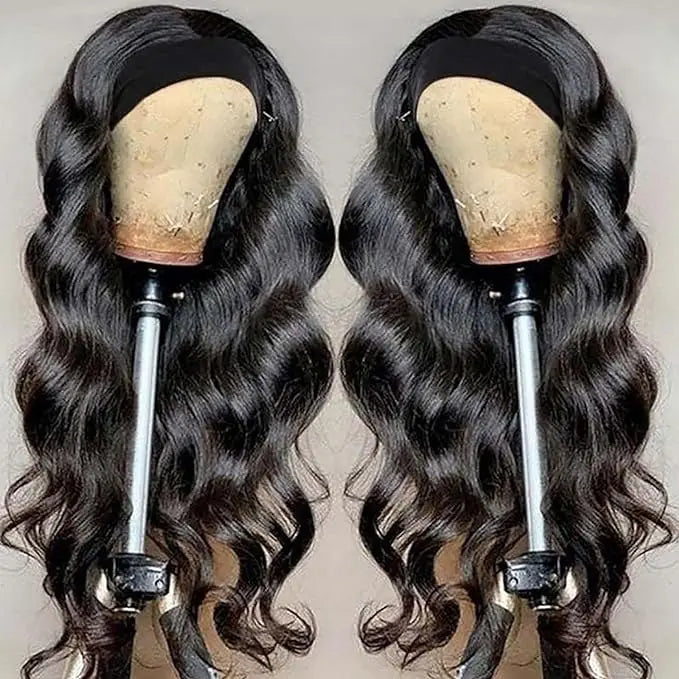 Body Wave Headband Wig Human Hair 18-32 Curly Hair Headband Wig Indian Virgin Machine Made Human Hair Wigs With Headband