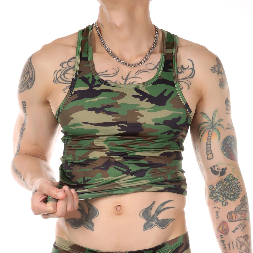 Men Muscle Vest Sleeveless Shirt Tank Top Undershirt Man Bodybuilding Gym Fitness Clothing Camouflage Singlet