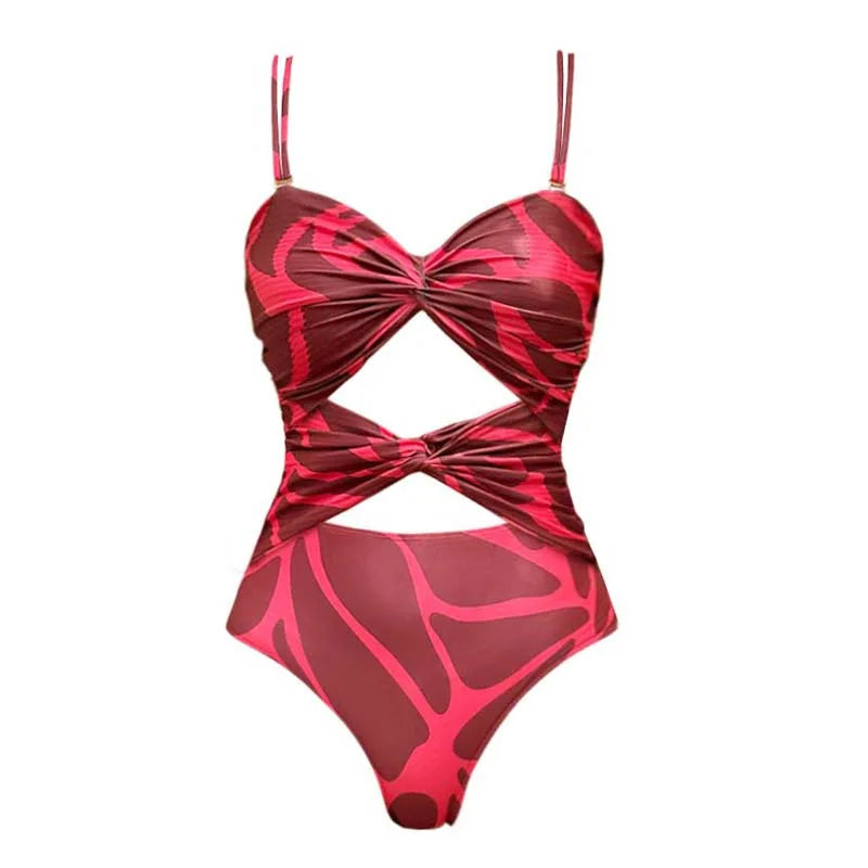 2025 Sexy Women's Printed Cutout Swimsuit