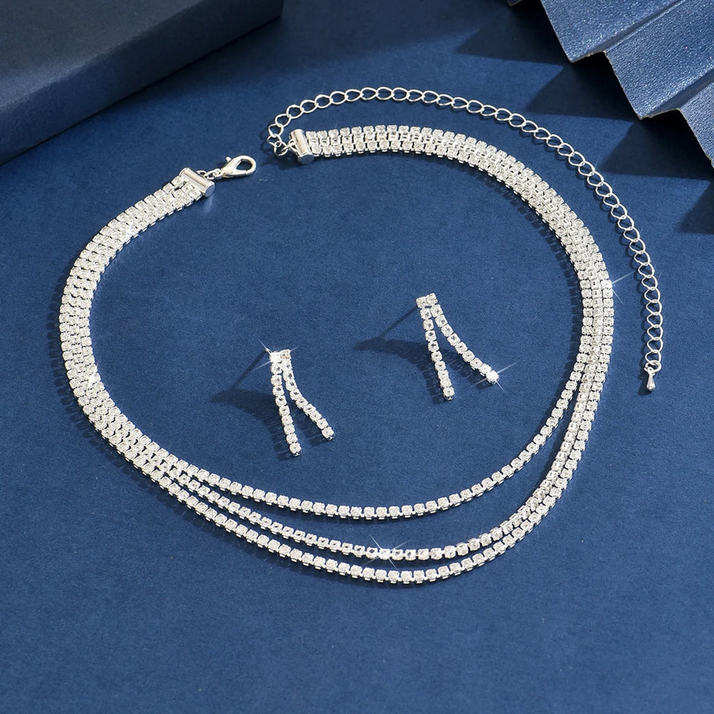 Elegant Women's Jewelry Set Zinc Alloy Chain Necklace & Earrings