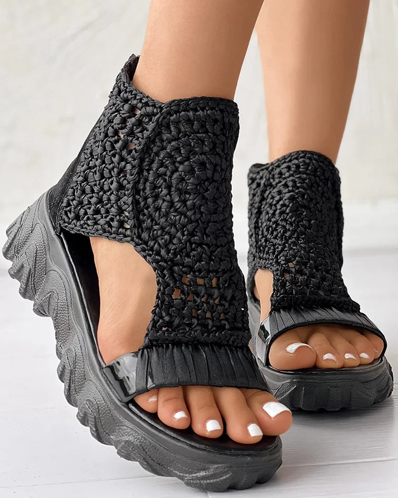 Women Sandals Fashion Outdoor Casual Sport Sandals Summer Open-toe Platform Sandals Women Hollow Out Mesh Shoes Sandalias Mujer