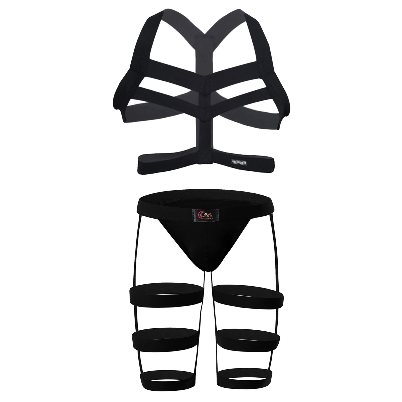 Men Sexy Harness Straps Underwear Man Leg Belt Bondage Fetish Lingerie Erotic BDSM Costume Set Long Socks Stocking Elastic Wear