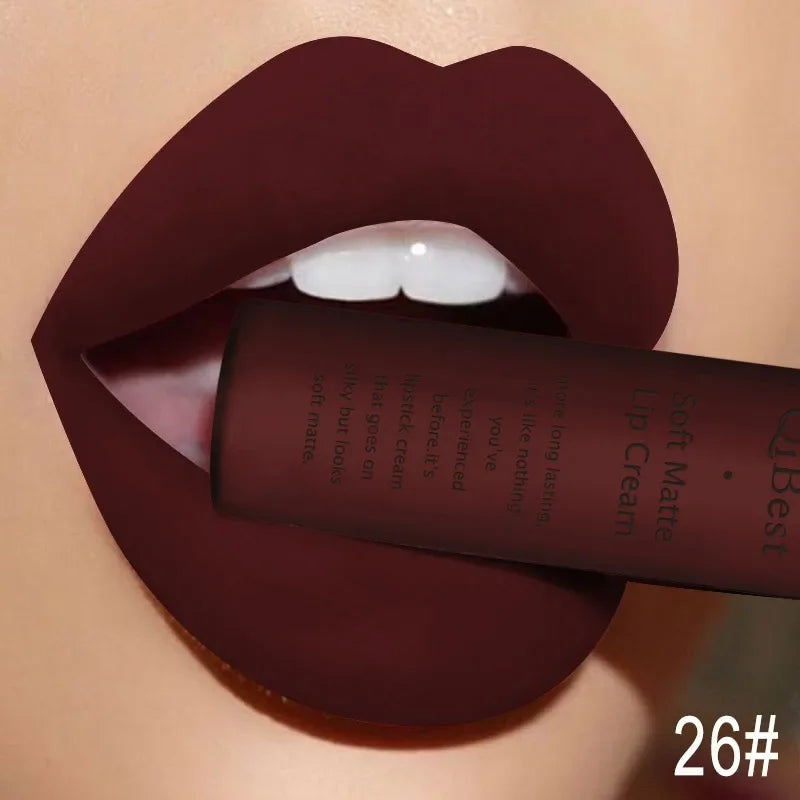 Matte Liquid Lipstick Waterproof Long Lasting Sexy Velvet Lip Gloss Nude Pigment Red Black Women Beauty Makeup Cosmetics