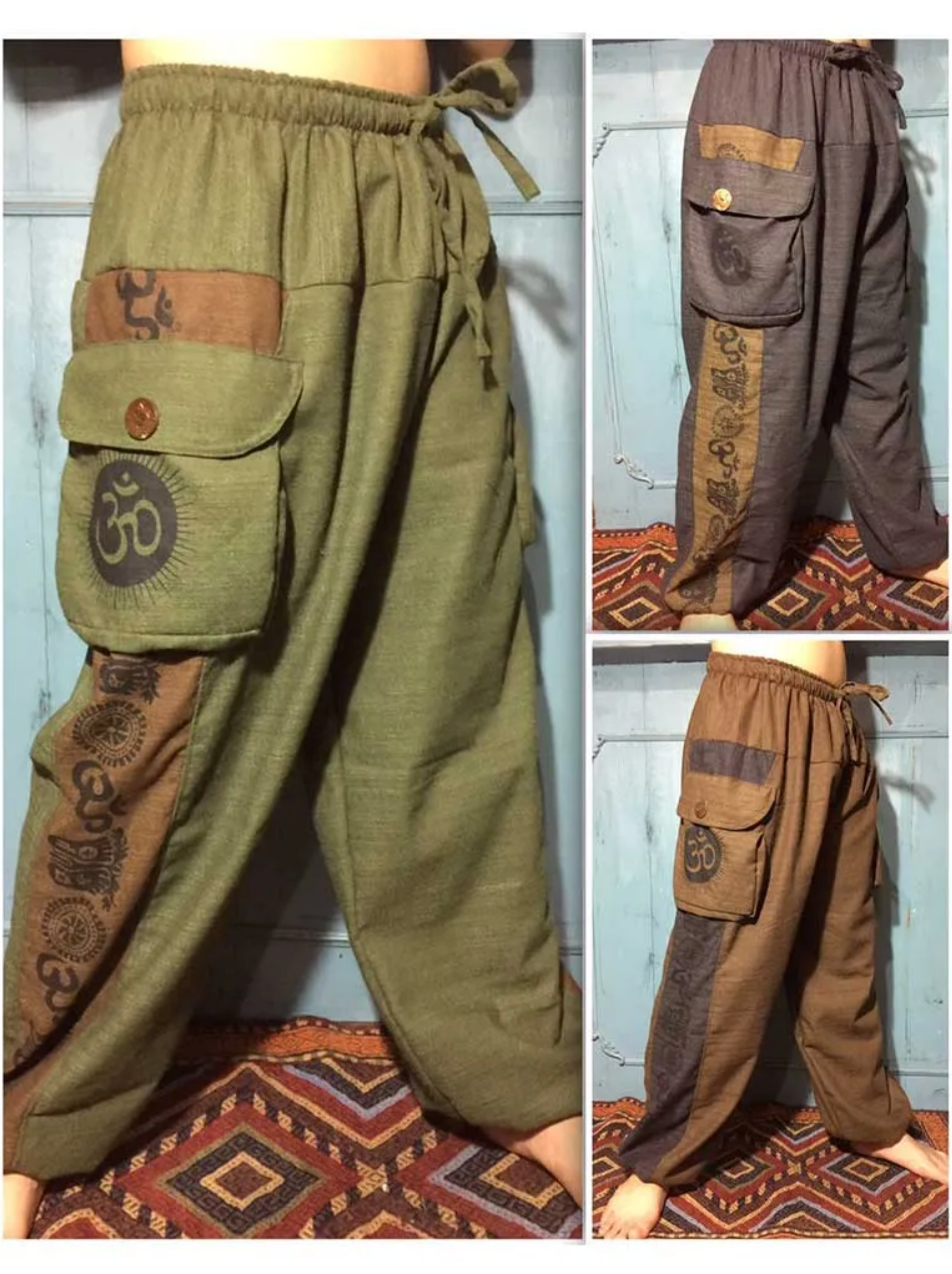 Unisex Cotton Om Cargo Pants