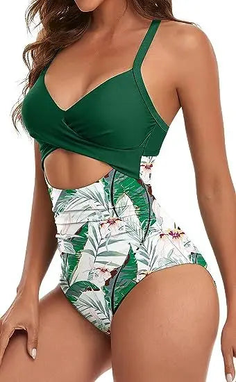 Sexy High-Waist One-Piece Swimsuit Women's Bikini Cross-Border Swimwear Sensual Full-Body Coverage Sporty Chic Design