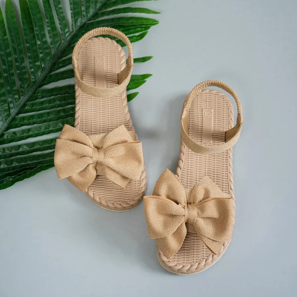 Women Sandals 2025 New Summer Lightweight Sandals Fashion Beach Casual Slippers Outdoor Bow Tie Flat Shoes Home Slides Women