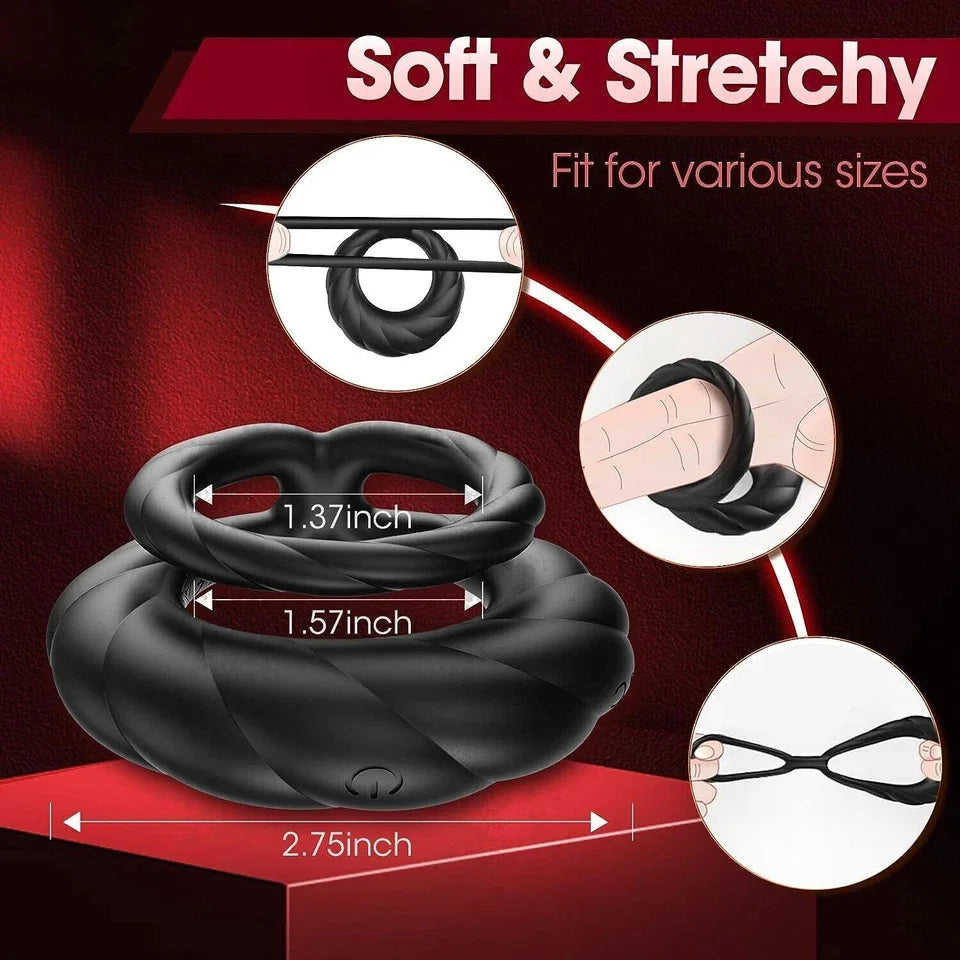 Double Vibrator Penis Cock Ring for Longer Harder Stronger Couples Men Sex Toys